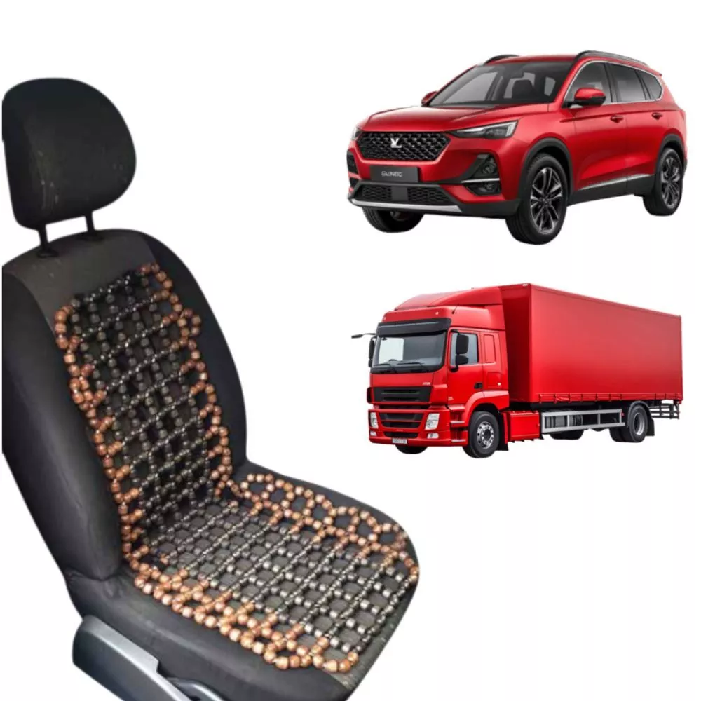 Encosto Massageador Bolinhas Madeira Confortável Macio Respirável Universal Banco Carro Caminhão